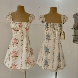 Floral Square Neck Mini Dress