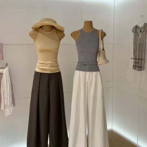 Ribbed Cross Back Halter Top