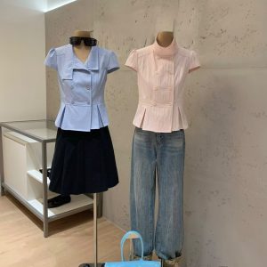 Double Breasted Peplum Top